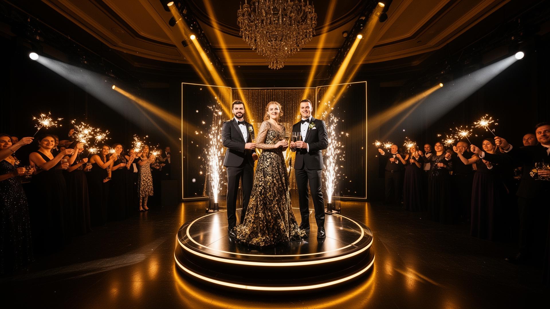 Produção de áudio, vídeo, som e luz em evento de luxo
